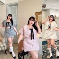 ราคา ✅เข้าเพิ่ม พร้อมส่งค่า /WP/ชุดเซ็ทสาวอวบ เซ็ท3ชิ้น เกาะอก เสื้อคลุม กระโปรง ผ้าทอ เรียบหรู คุณหนู สาวอวบอ้วน พลัสไซส์ (26652507094)