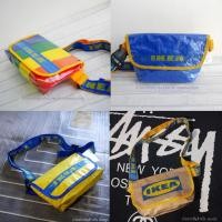 ราคา IKEA กระเป๋าคาดอก - ผ้ากระสอบเคลืองพลาสติกใส กันน้ำ - ขนาดไซส์กลาง กำลังดี ทรงสวย สายสะพายทอโลโก้ (28391728654)