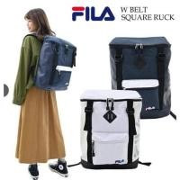 ราคา ⭐⭐ RARE! FILA Double Belt Backpack กระเป๋าเป้ FILA ทรงสี่เหลี่ยม Unisex | ขนาด 45 ซม. | ของแท้ (41976823937)