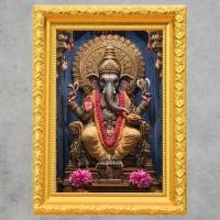ราคา รูปภาพ รูปมงคล เทพอินเดีย รูปพระพิฆเนศ พระพิฆเนศนั่งบัลลังก์ GS20 สัญลักษณ์ของความสำเร็จและความสุข (29308215681)