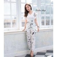 ราคา จั้มสูทขายาวลายหินอ่อน แขนแต่งลูกไม้ปัก (771131485)