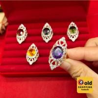 ราคา แหวนทองฝังพลอยล้อมเพชร โกเมน เขียวส่อง นิล บุษราคัม อะเมทิสต์ เรียบหรู ใส่ออกงานได้ งานสวยพร้อมส่ง (28204978722)