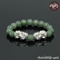 ราคา หินหยกพม่าแท้ 100% โทนอ่อน Jade ขนาด 10 มิล ปี่เซียะคู่ เงินแท้ 92.5% เจ้าแห่งหินมีค่า เสริมความมั่งคั่งร่ำรวย หยกเขียว (6030123691)