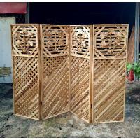 ราคา ฉากไม้สัก ฉากกั้นห้อง ม่านกั้นห้องทำจากไม้สัก ลายดอกไม้ฉลุบน ขนาด 1.50เมตรกางสุด2เมตร (26036705921)