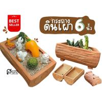 ราคา กระถางต้นไม้ กระถางดินเผา ทรงขอนไม้ 3.5x6x3 นิ้ว (20332953819)