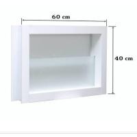 ราคา บานเกล็ดซ้อนห้องน้ำ กระจกฝ้า สีขาว ขนาด 60×40ซม. (22441535272)