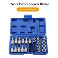 ราคา Soxii 34 ชิ้น E-Torx ซ็อกเก็ตชุด Bit ชายหญิง E-torx Bits 3/8 5/16 ชุดไดรฟ์พร้อมกล่องเก็บ (57855291352)