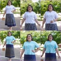 ราคา อก 48 52 56 60 นิ้ว เสื้อลุกไม้กระดุมมุกคอจีบระบาย เสื้อลูกไม้คนอวบ-อ้วน เสื้อลูกไม้ออกงาน (43768266684)