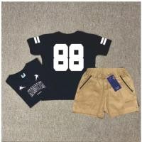 ราคา ชุดเสื้อยืดสไตล์เกาหลี BASEBALL MOTIF CHILDRENS / BASEBALL MOTIF CHINOS ชุดเสื้อยืด AGES 2-9 ปี (52751460869)