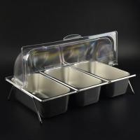 ราคา Braised vegetables cooked food display plate table rack stainless steel hotel buffet dust cover box fruit cold dish tray (50453371583)