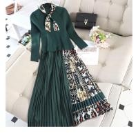ราคา พร้อมส่ง ชุดคริสมาสต์สีเขียว ผ้าไหมพรม กระโปรงอัดพลีท เดรสคริสมาสต์ พร้อมส่ง (12655735225)