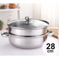 ราคา หม้อนึ่ง ซึ้งนึ่ง สแตนเลส 2 ชั้น (ฝาแก้ว) ขนาด 28 cm (5453760957)