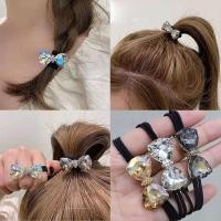 ราคา Korean Version of The Crystal Bow Hair Ropes Champagne Colour Leather Band Simple Temperament Tie Ponytail Pill Hair Ring High-grade Head Rope (20853707074)