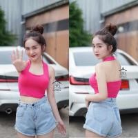 ราคา เสื้อครอปคล้องคอโชว์หลังสีนีออน เสริมฟองน้ำ ผ้าเรย่อน สงกรานต์ (3753053561)