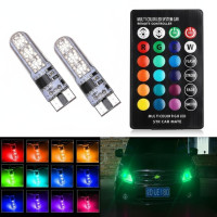 ราคา หลอดไฟ LED T10 W5W 501 กันน้ํา สําหรับรถยนต์ 2 ชิ้น - 6SMD 5050 RGB 7 สี พร้อมรีโมท (ไม่รวมแบตเตอรี่) หลอดไฟแฟลชสต็อปโบ Wedge (46800464529)
