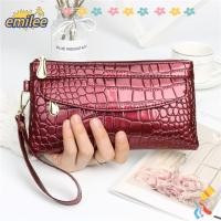 ราคา เอมิลี ผู้หญิงกระเป๋าสตางค์ยาว,การออกแบบซิปคู่กระเป๋าสีแดงกระเป๋าสตางค์สุภาพสตรี,แบบพกพาหนังแฟชั่นจระเข้กระเป๋าคล (27776648094)