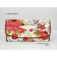 ราคา L 033-16-0372 กระเป๋าสตางค์ผู้หญิงลายดอกไม้สีแดง หนังปลากระเบนแท้ 100% (2136713781)