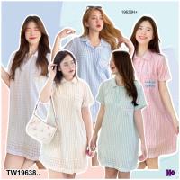 ราคา J19638 มินิเดรสโปโล ปักกระเป๋า กระดุม3 เม็ด Polo mini dress with embroidered pockets and 3 buttons. (24514837544)