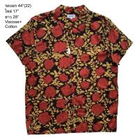 ราคา มือ2เสื้อฮาวาย ลายดอกสีแดง ใบสีเหลืองทอง พื้นสีดำ Size 44” (24526163889)