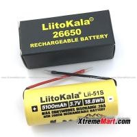 ราคา แบตเตอรี่ Liitokala LII-51S 26650 20A power rechargeable lithium battery 26650A 3.7V 5100mA + พร้อมสาย (ก้อนละ) (10660615189)