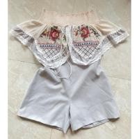 ราคา ส่งต่อ จั้มสั้นปาดไหล่ งานพิมพ์ลายปัก ไซส์L งานป้าย The alner (20969514629)