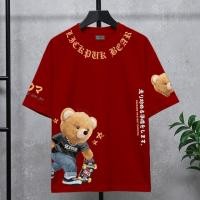ราคา ใหม่ เสื้อยืดลาย หมีแบร์-สกรีนแถบคอ เสื้อยืดหมีไซส์ใหญ่ LICKPUK ขายส่ง (24641547010)