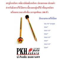 ราคา สกรู ยิงหลังคา ปลายแหลมผ่า ยิงคานไม้ ยึดกระเบื้องลอนคู่แปไม้ พร้อมแหวนยางสีรุ้ง แพ็ค100ตัว เลือกได้ (20469961336)