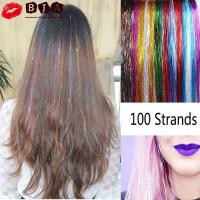 ราคา Bjia ขายดี ยางรัดผม ผ้าไหมสังเคราะห์ กลิตเตอร์ สีรุ้ง สําหรับต่อผม ปาร์ตี้ 100 เส้น (21109471206)