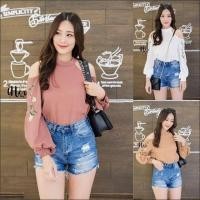 ราคา เสื้อเว้าไหล่คอปีน รูปจริงงานขาย (1120540238)