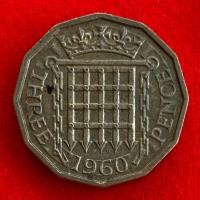 ราคา เหรียญอังกฤษ United Kingdom 3 pence ปี 1960 เหรียญ​ต่างประเทศ (28471250571)