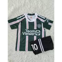 ราคา เสื้อกีฬาฟุตบอลเด็กแขนสั้น+กางเกง ลายสโมสรแมนยู ไนเต็ดชุดเยือนสีเขียว ปี2023 สกรีนชื่อแรชฟอร์ด+เบอร์10 (50504386531)