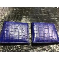 ราคา กระเป๋าสตางค์ สีน้ำเงิน หนังจระเข้แท้ เย็บขอบ ส่วนท้อง หนังแท้ Crocodile skin wallet เรียบหรู ดูดี สำหรับคุณผู้ชาย (3857518215)