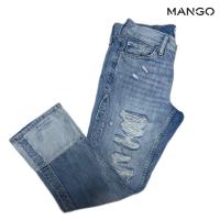 ราคา กางเกงยีนส์ขายาว แต่งขาด แบรนด์ MANGO แท้ EUR34 ไซส์L แต่งปลายขา พับขา (40557052327)