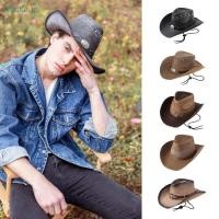 ราคา WOKE Unisex หมวกคาวบอยโลหะดีไซน์ศีรษะวัว ทำจากหนังเทียม หมวกป้องกันแสงแดด (46604832687)