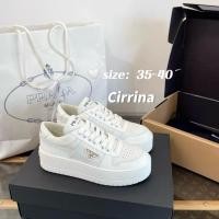 ราคา ⭐️New! PRADA Downtown Bold รองเท้าสีขาว 5 ซม. สไตล์ผู้หญิง (47955688586)