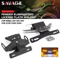 ราคา License Plate Holder LED Light For KAWASAKI Z250 Z300 Z400 NINJA 250 300 400 Z 300 400 Motorcycle T (57052408085)
