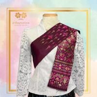 ราคา ผ้าสไบ ทอลายแพรวา ยกฉัตรสวรรค์ แบบสำเร็จพร้อมใส่ - D004 ผ้าไหมแกมฝ้าย ผ้าไทย ผ้าไหม ผ้าสไบลายไทย ผ้าสไบตัดสําเร็จ (28713695720)