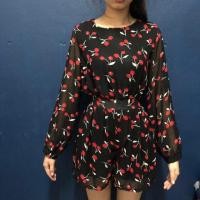 ราคา เดรสแขนยาใ สีดำลายเชอรี่ จั้มเอว ข้างในเป็นกางเกง เหมาะกับสาวไซส์s อก 32-34 นิ้วเอว 25-28นิ้ว สะโพกฟรี ยาว 29นิ้ว (2738613334)