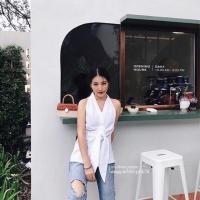 ราคา เสื้อคอวี ผูกเอว สีขาว (6734567999)