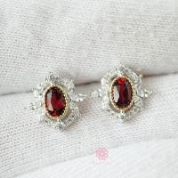 ราคา Rosen'marry/ต่างหูพลอยโกเมนแท้ ล้อมเพชร พลอยดิบสีธรรมชาติ ตัวเรือนเงินแท้ พลอยแท้เสริมดวง RE068 (21019287512)