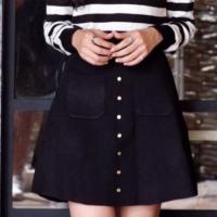 ราคา มือ1 | กระโปรงไหมพรมทรงเอ สีดำ (2164124399)