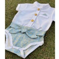 ราคา ชุดไทยเด็กเล็ก ชุดสงกรานต์ เด็กผู้ชายสีครีม ฟ้า มือสอง (5537841194)