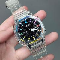 ราคา G*/@shock GA-2100 Ske Rainbow Sports Watch สายนาฬิกาเรซิ่นแฟชั่นคลาสสิกโปร่งใส f475 (55251118078)