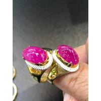 ราคา แหวนทับทิมพม่าหลังเบี้ยรูปร่างไข่นูนตัวเรือนเงิน 2 วง (21675588590)