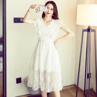 ราคา เดรสสีขาวยาวลูกไม้ งานป้ายบน งานสวยสุด หรูหรา (1229541385)