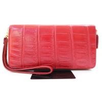 ราคา กระเป๋าสตางค์ผู้หญิงหนังจระเข้แท้ 100% รุ่นซิปรอบคู่ Size L มีสายคล้องมือ ใส่การ์ด บัตรเครดิต ใส่โทรศัพท์ สีแดงเลือดหมู (26310845833)