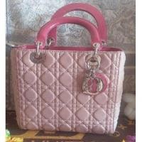 ราคา กระเป๋าหนังแท้เลดี้ดิออร์ทรีโทนชมพูมือสอง (23744455869)