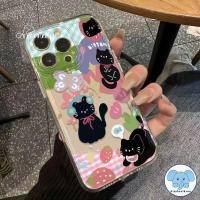 ราคา เคสไอโฟน17 สำหรับIPhone 15 13 11 17 12 16 14 Pro Max X XR XS Max 14 15 16 7 8 Plus SE สตอเบอรี่ ผีเสื้อ ดอกไม้ เคสแมวดำ (48150057904)