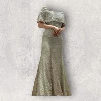 ราคา เดรสเปิดไหล่ออกงานลูกไม้ สีเทา ซับในอย่างดี ชุดไปงานแต่ง ชุดแต่งงาน (23519541348)