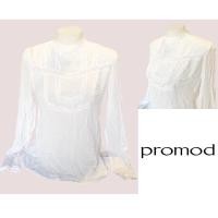 ราคา Promod เสื้อเเขนยาวสีขาว หน้าอกลายลูกไม้ ผ้านิ่ม SA34 (23362414139)
